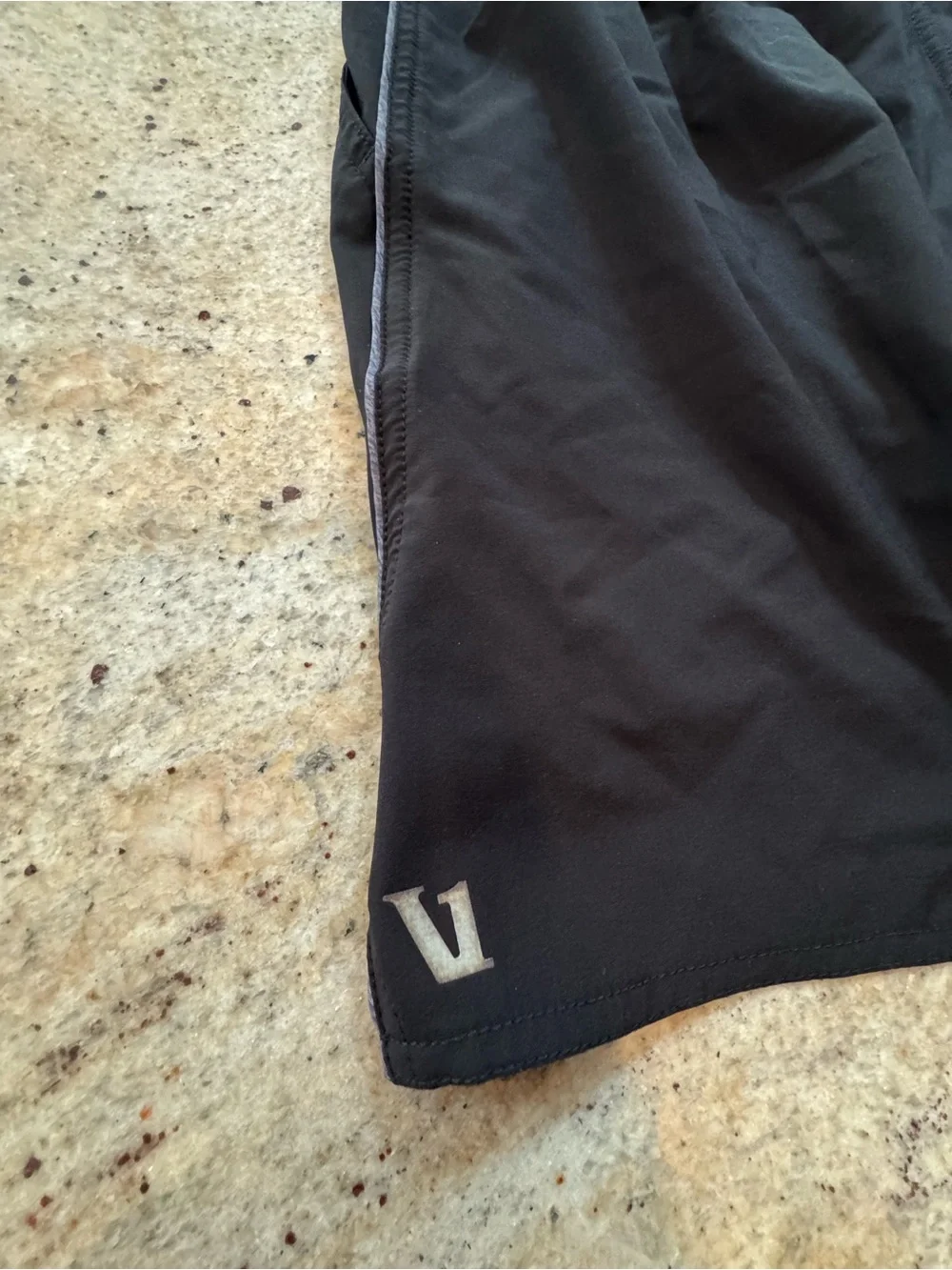 Vuori Black Athletic Shorts with Gray Waistband